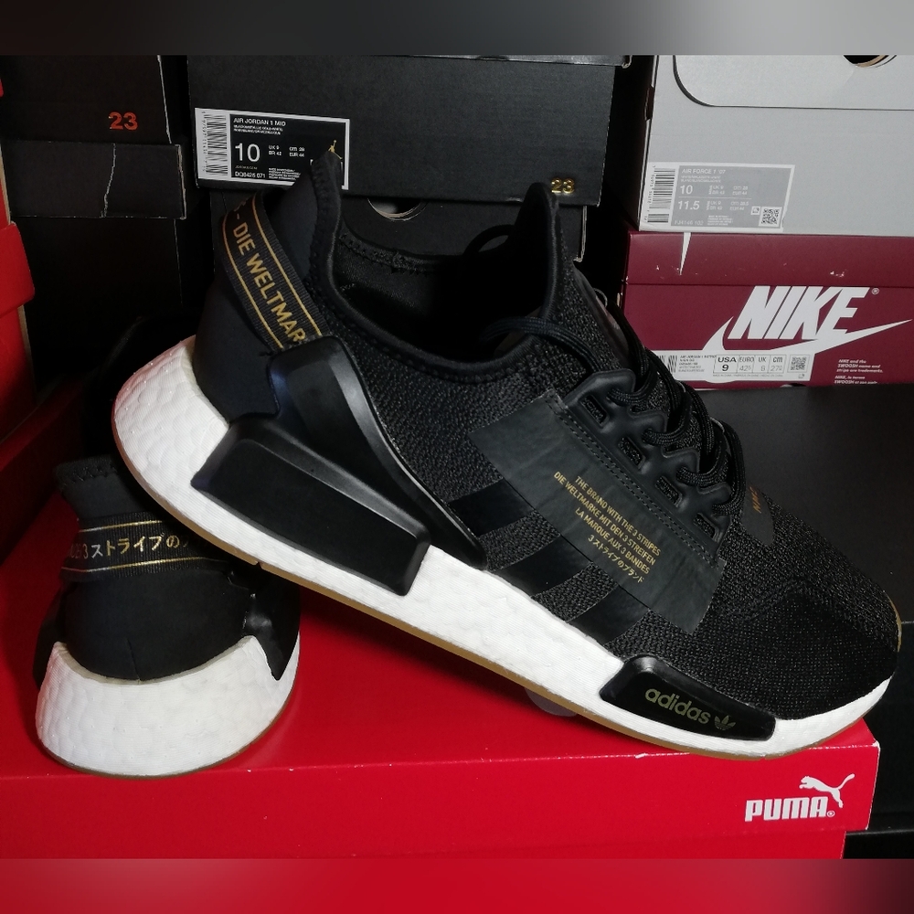 ADIDAS NMD-R1 BLACK-GOLD MEN US SIZE 11 GREAT COND